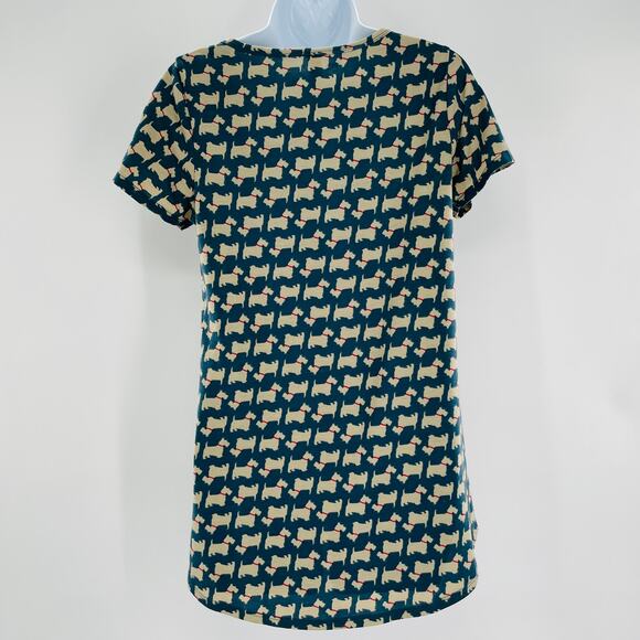 LULAROE Scottie Dog Short Sleeve Scoop Neck Hi-Lo Hem Knit Stretch Top XXS - Picture 5 of 11